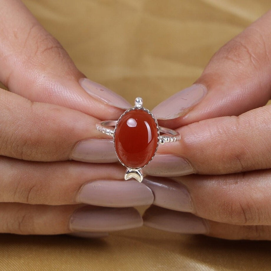 Carnelian 925 Sterling Silver Ring