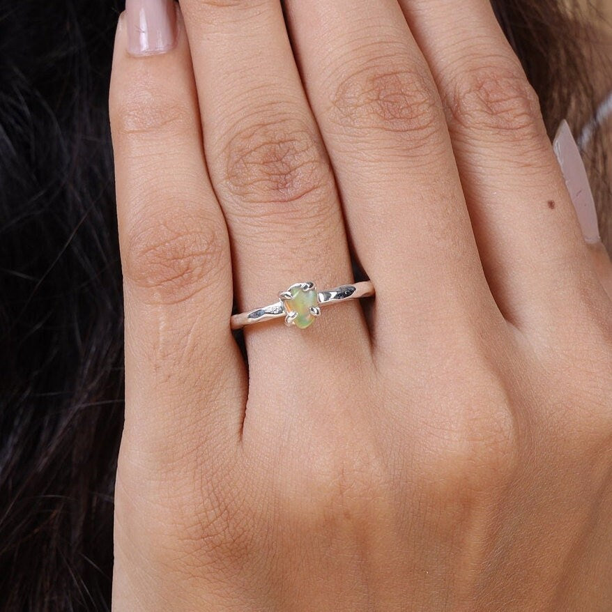 Raw Ethiopian Opal Sterling Silver Ring