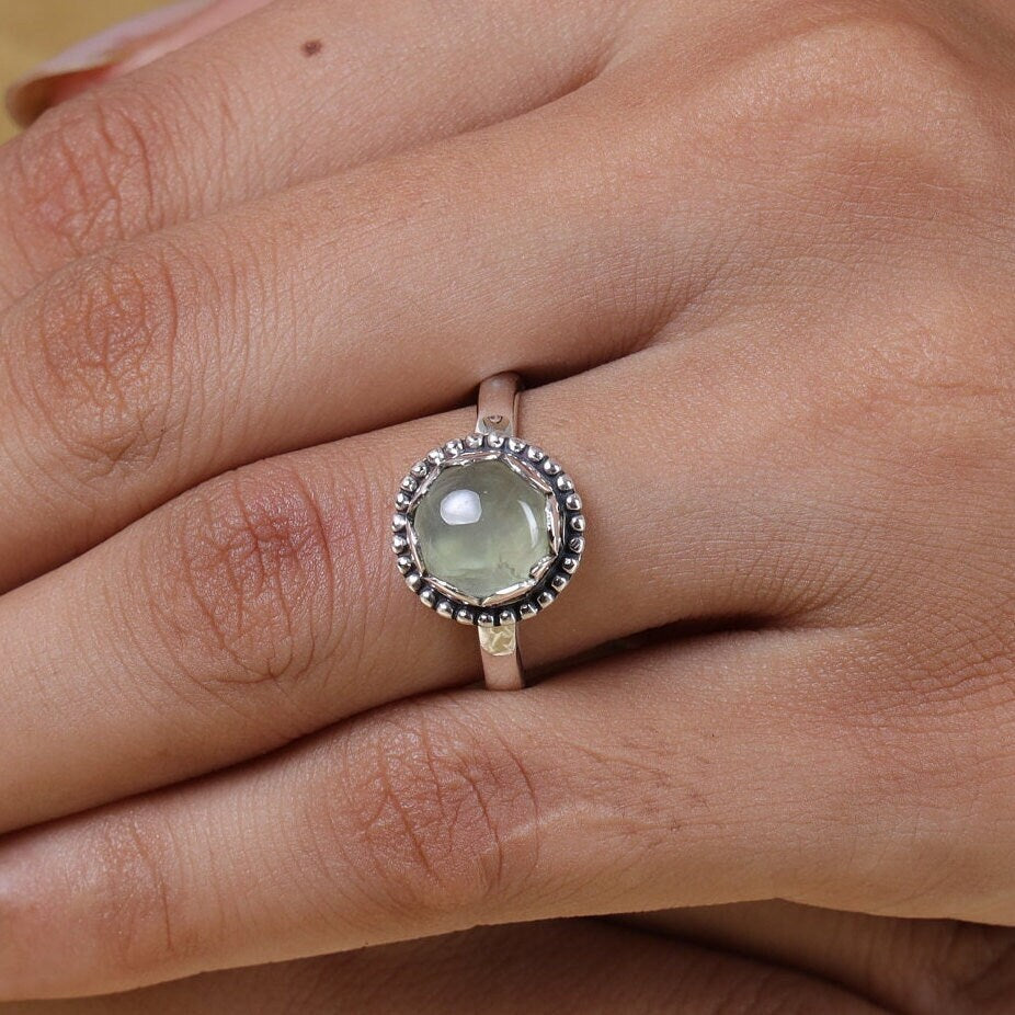 Prehnite Sterling Silver Ring