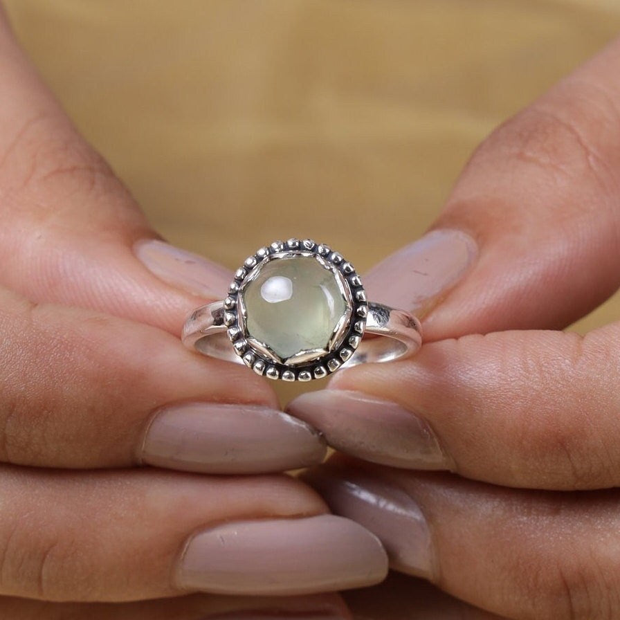 Prehnite Sterling Silver Ring