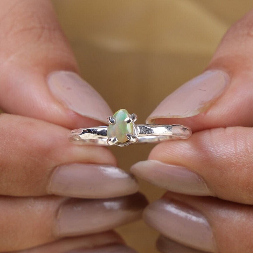 Raw Ethiopian Opal Sterling Silver Ring