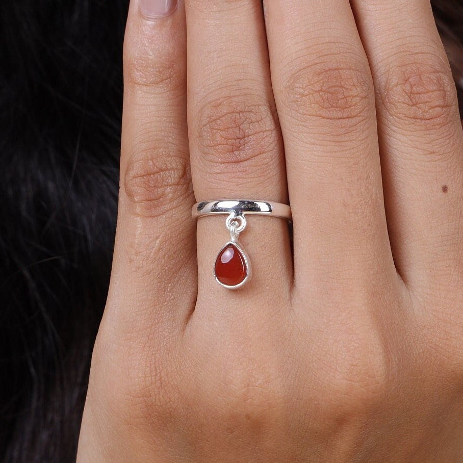 Carnelian Ring 925 Sterling Silver Ring