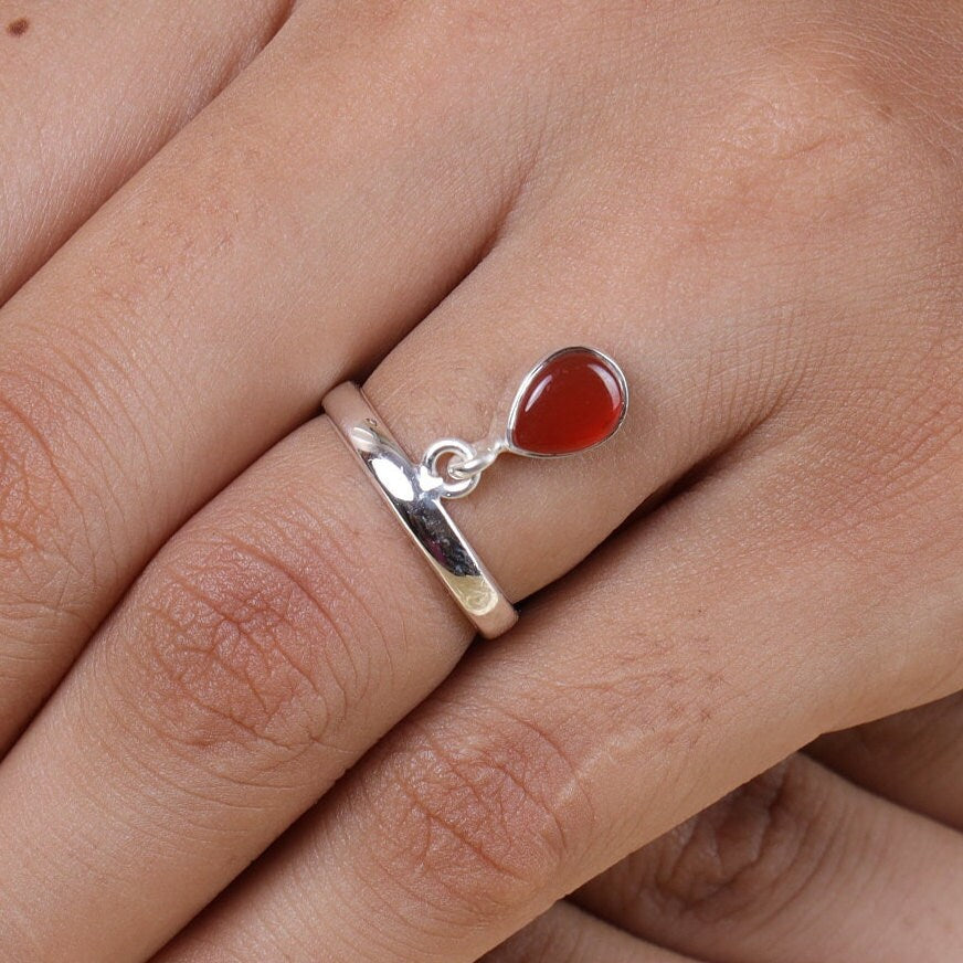 Carnelian Ring 925 Sterling Silver Ring