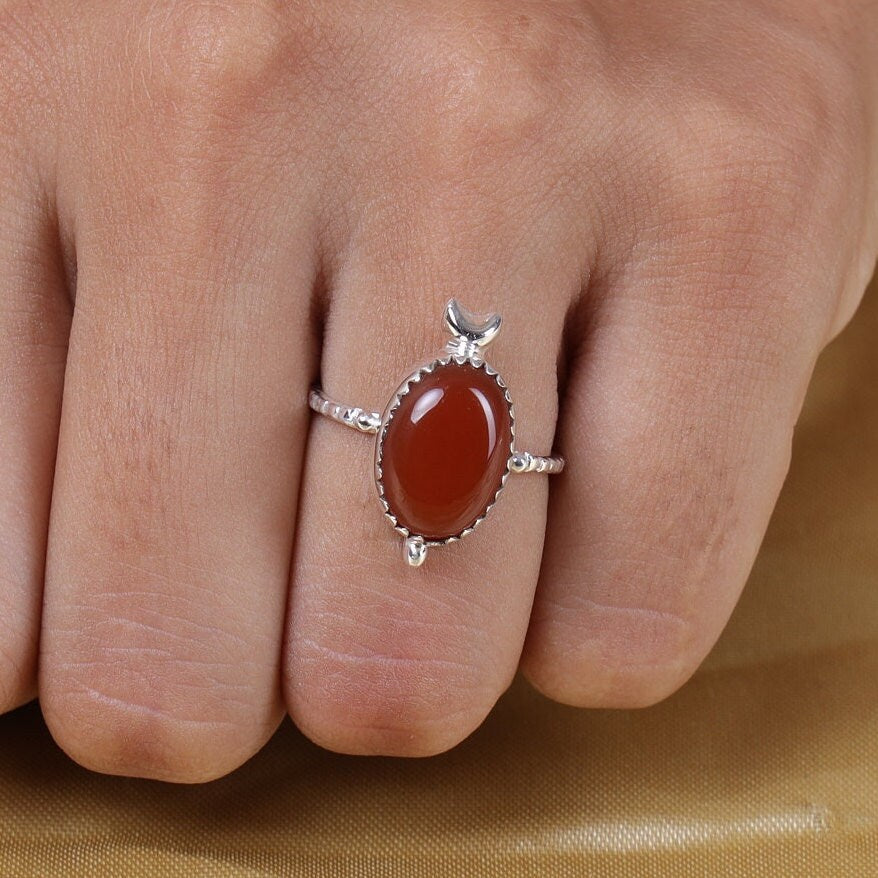 Carnelian Sterling Silver Ring