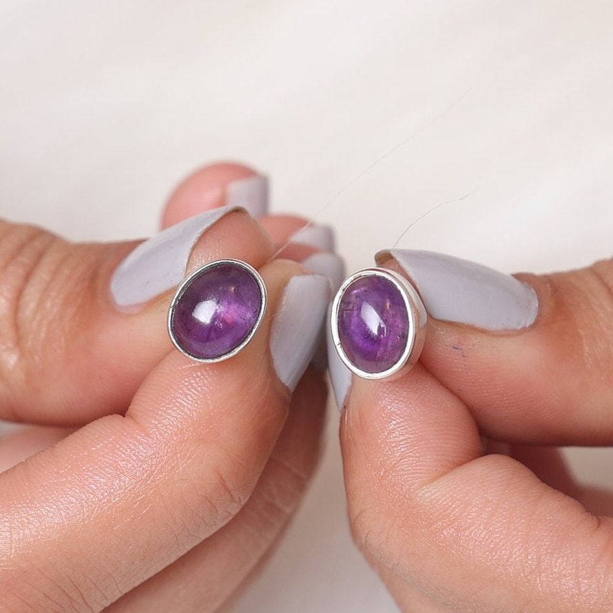 Amethyst Sterling Silver Stud Earrings