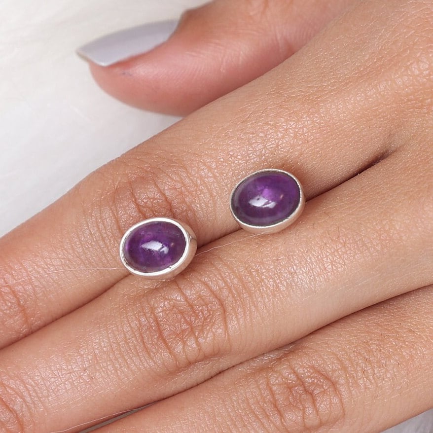 Amethyst Sterling Silver Stud Earrings