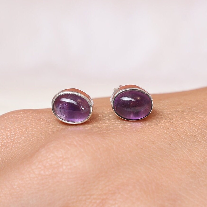 Amethyst Sterling Silver Stud Earrings