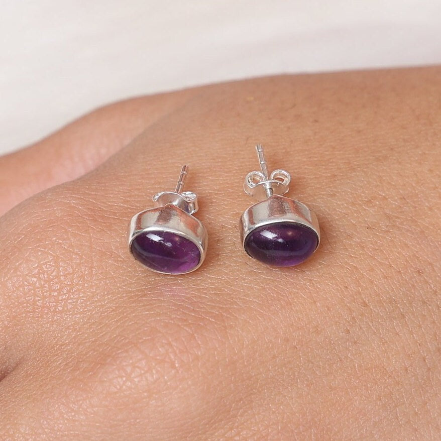 Amethyst Sterling Silver Stud Earrings