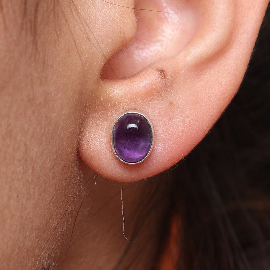 Amethyst Sterling Silver Stud Earrings