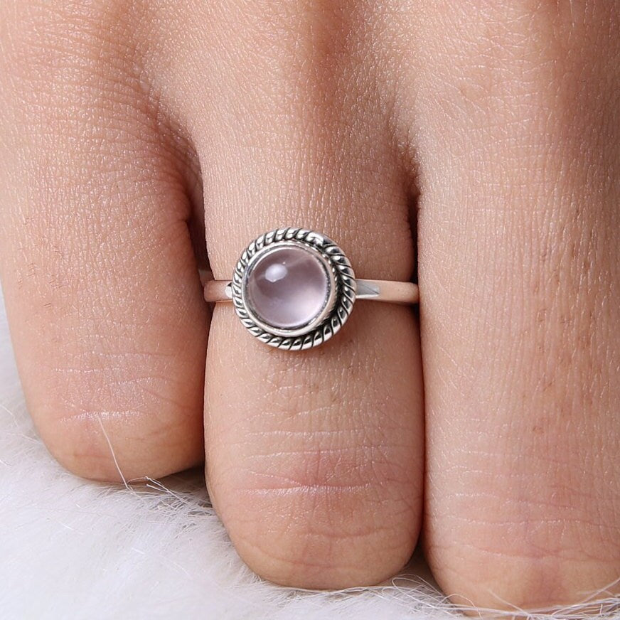 Rose Quartz Sterling Silver Ring