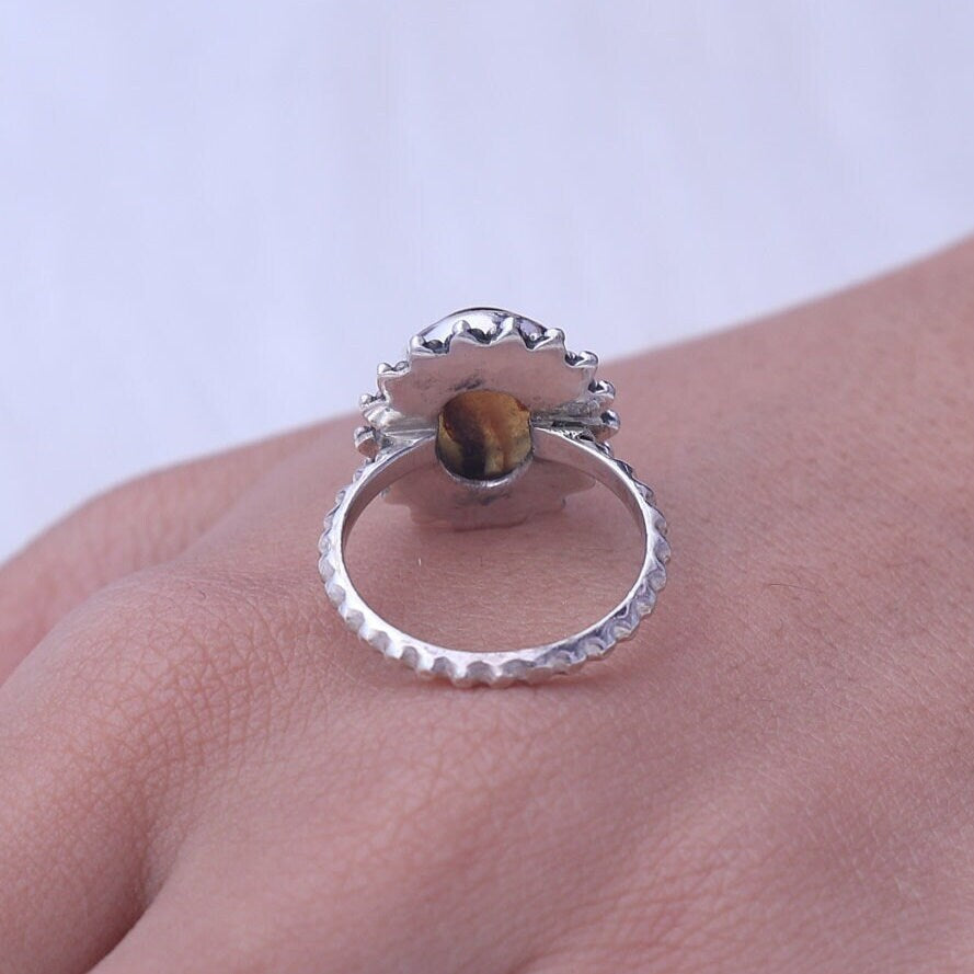 Amber Ring 925 Sterling Silver Ring