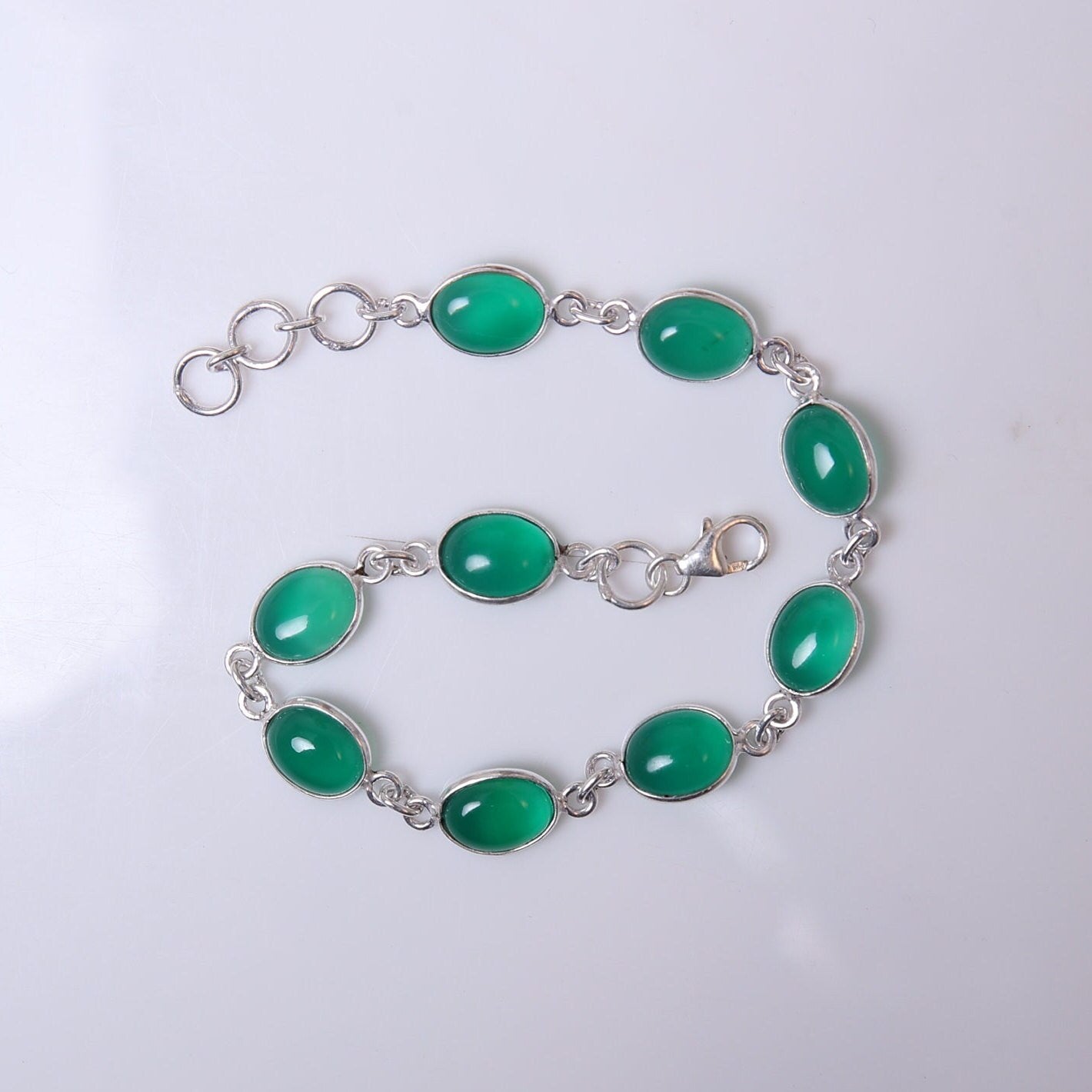 Green Onyx Sterling Silver Bracelet