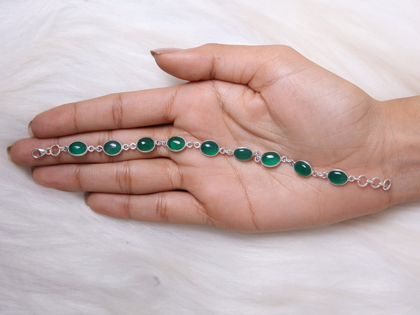 Green Onyx Sterling Silver Bracelet