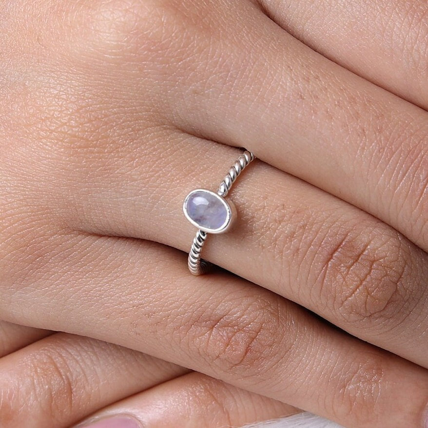 Rainbow Moonstone Sterling Silver Ring