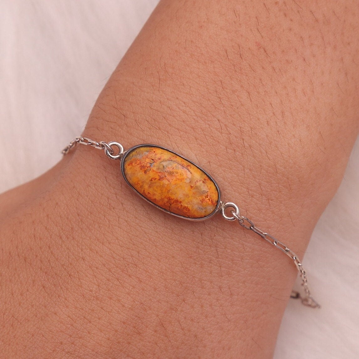 Bumblebee Jasper Sterling Silver Bracelet