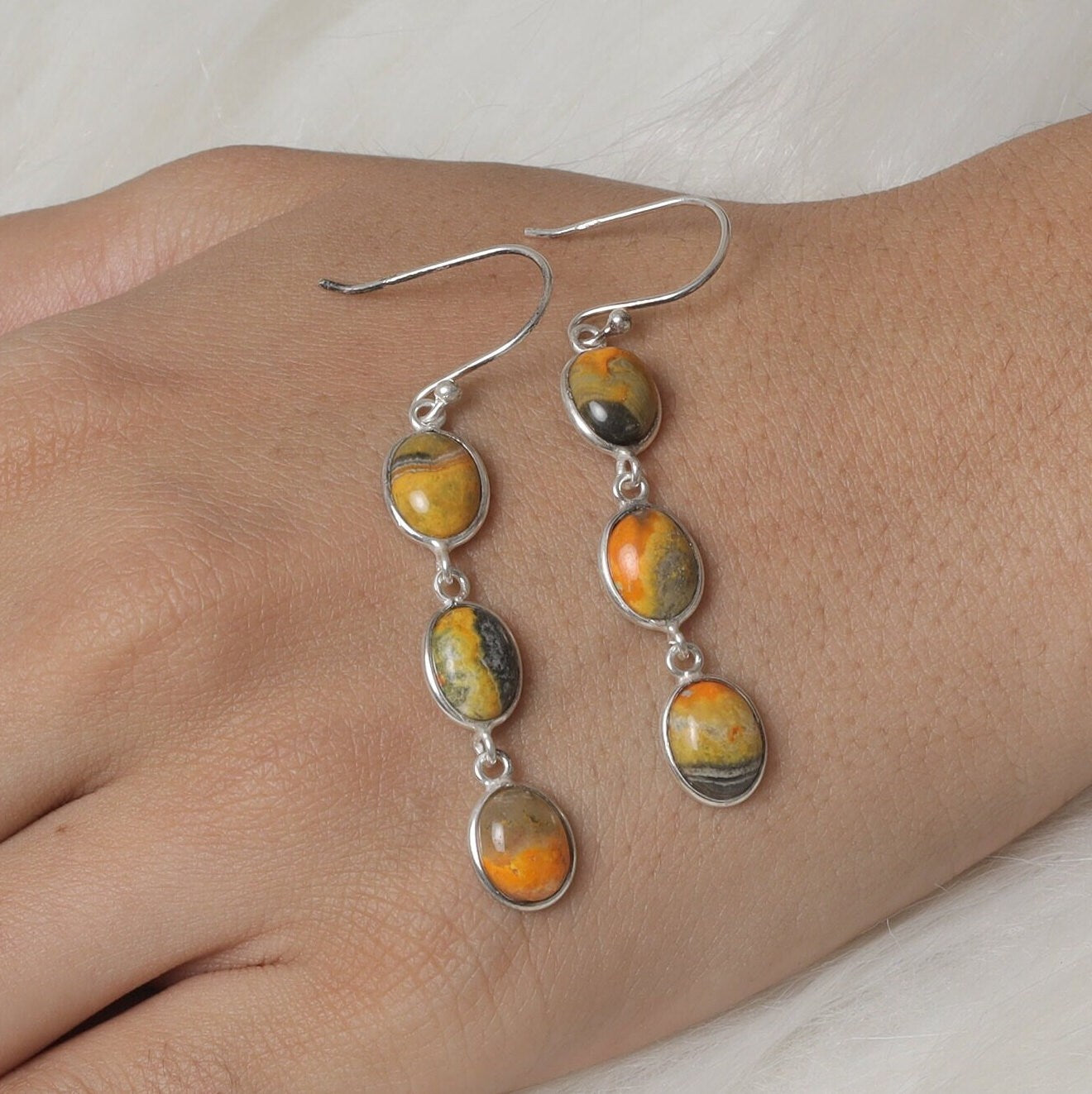 Bumble Bee Jasper Sterling Silver Earrings