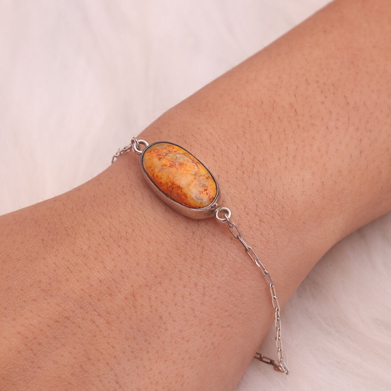 Bumblebee Jasper Sterling Silver Bracelet