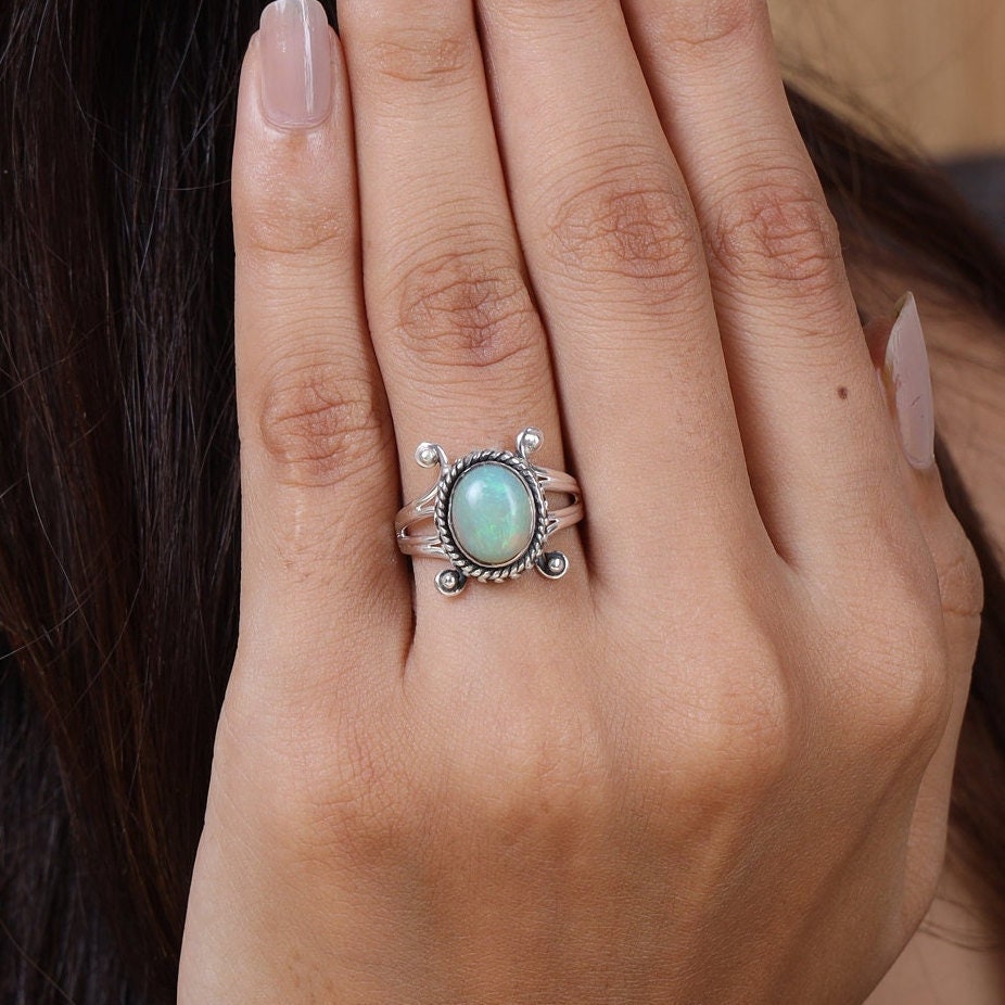 Ethiopian Opal Sterling Silver Ring