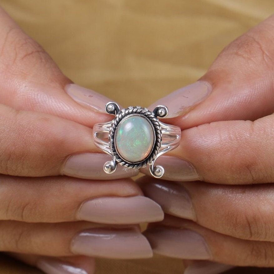 Ethiopian Opal Sterling Silver Ring