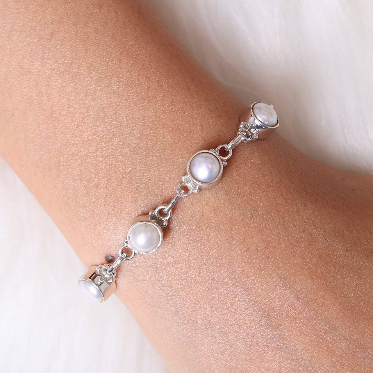 Pearl Sterling Silver Bracelet