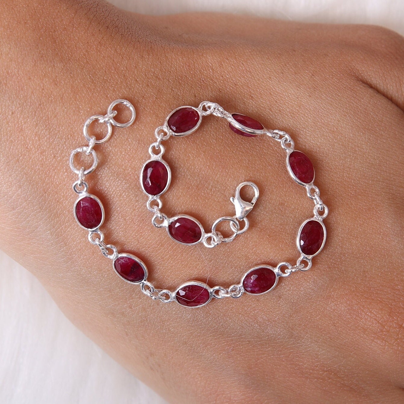 Ruby Sterling Silver Bracelet