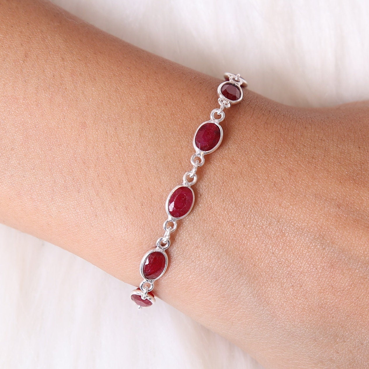 Ruby Sterling Silver Bracelet