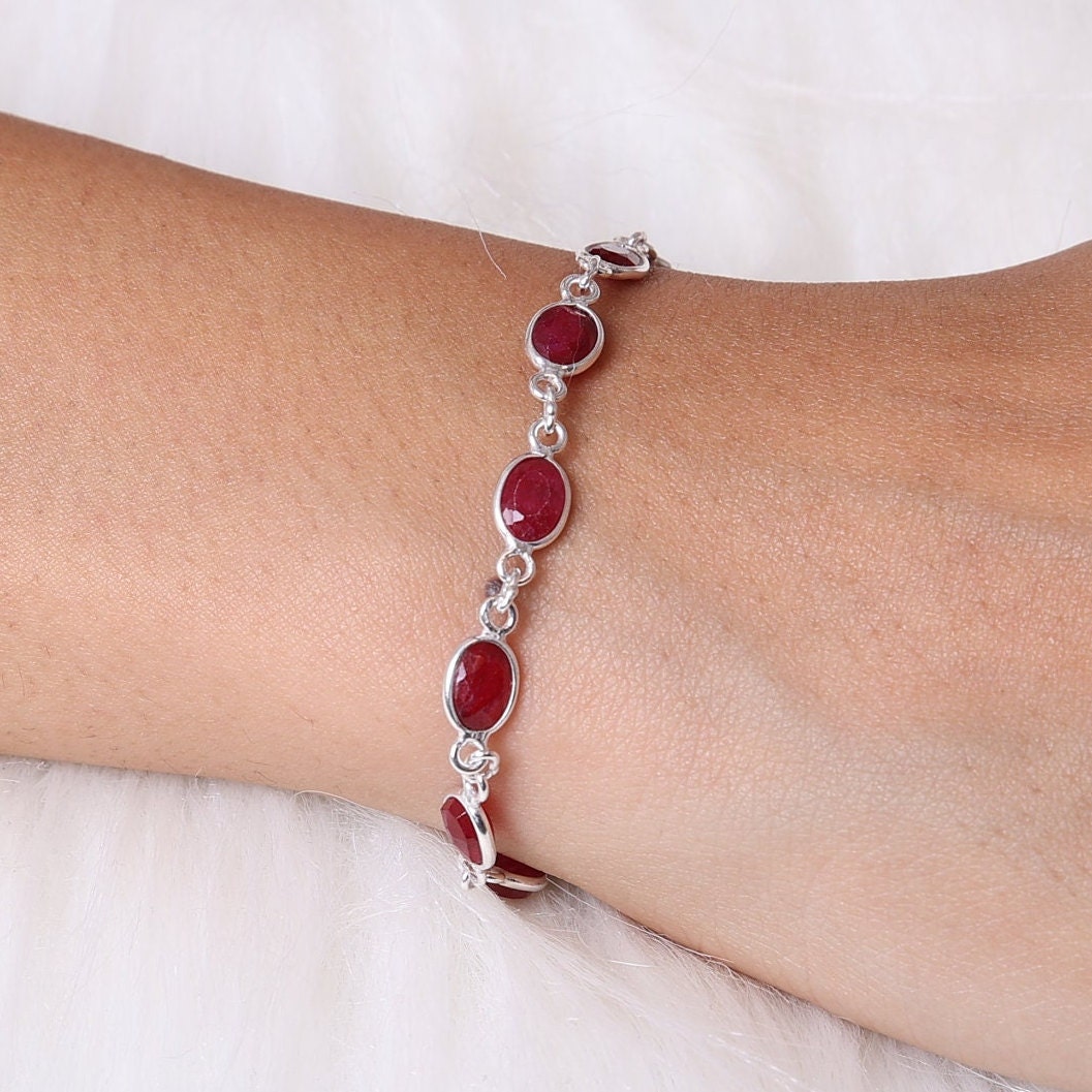 Ruby Sterling Silver Bracelet