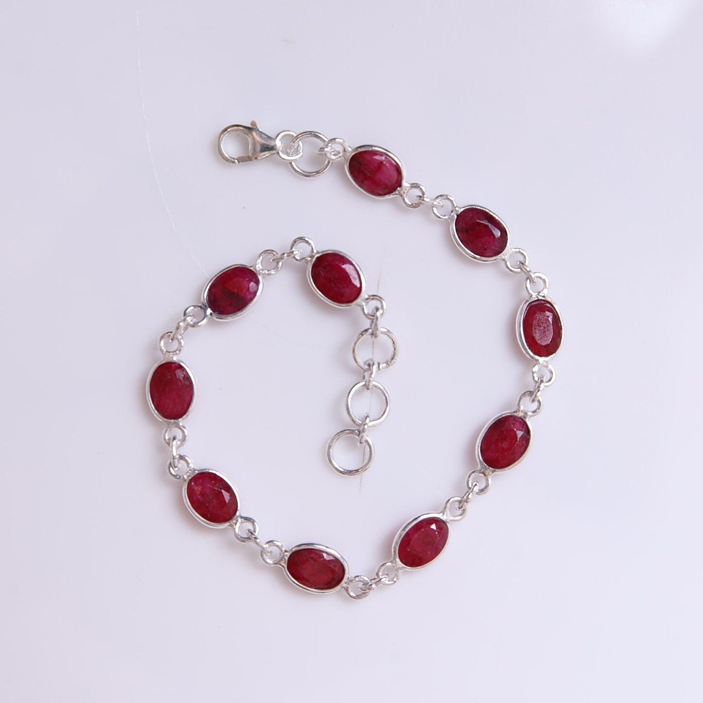 Ruby Sterling Silver Bracelet