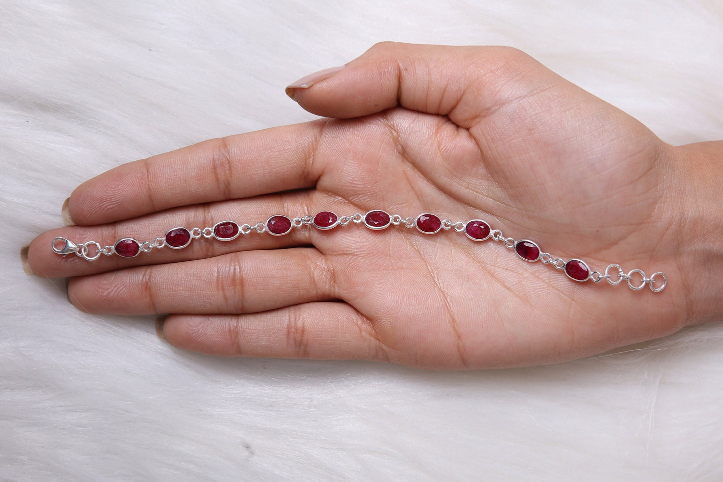 Ruby Sterling Silver Bracelet