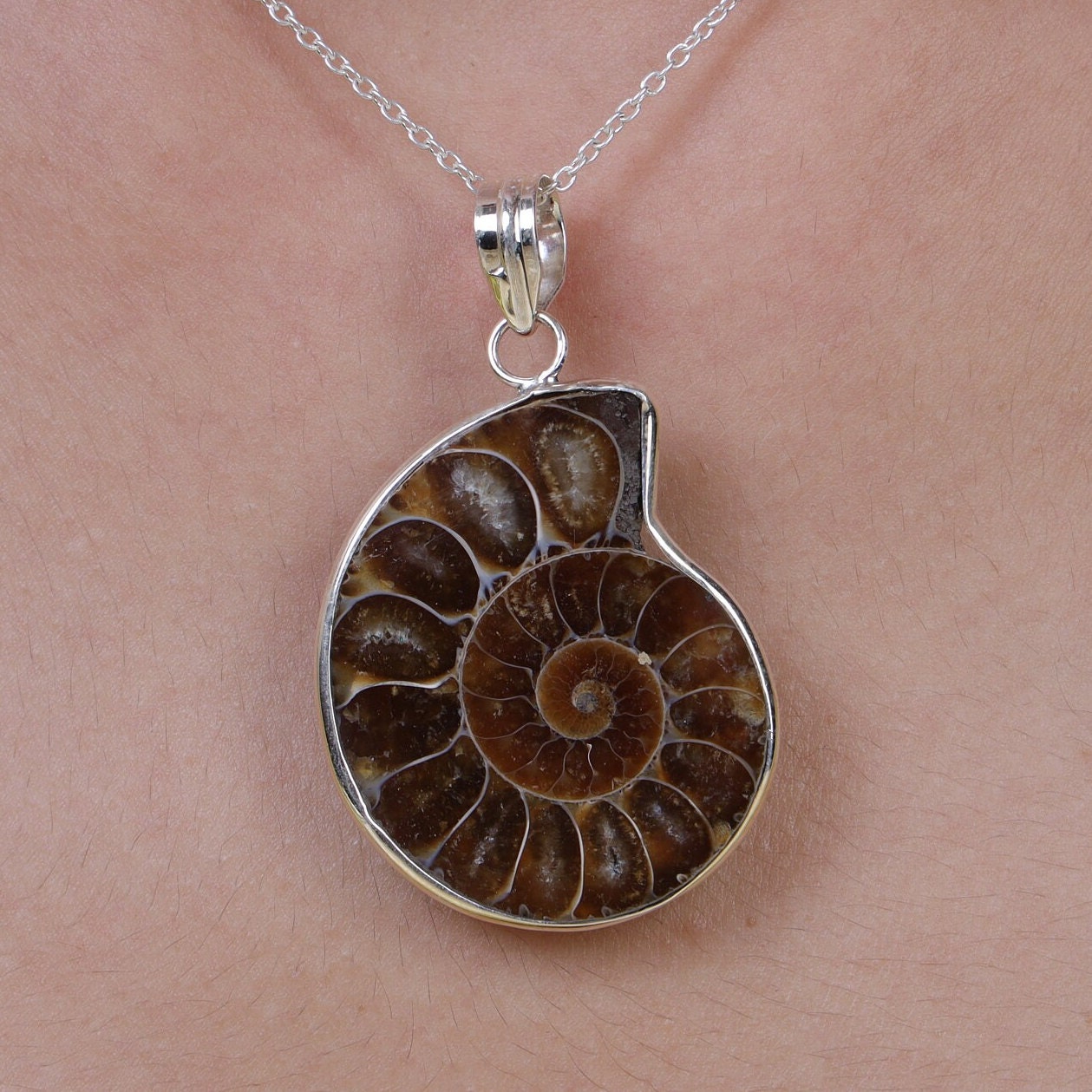 Ammonite Sterling Silver Pendant