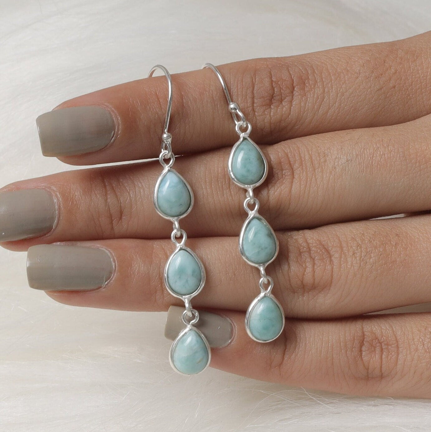 Dominican Larimar Sterling Silver Earrings