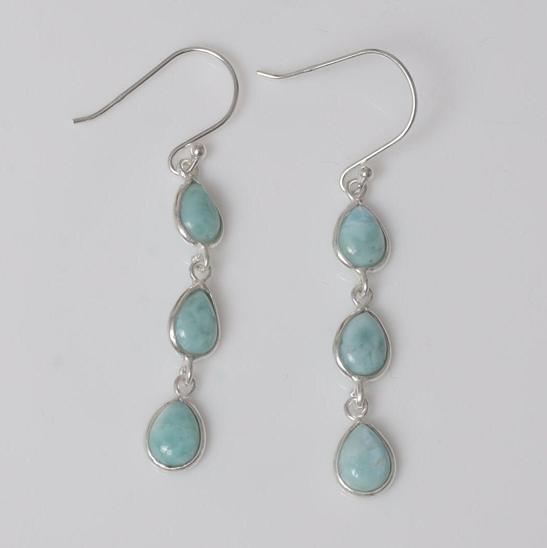 Dominican Larimar Sterling Silver Earrings