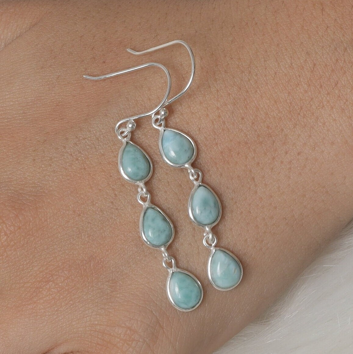 Dominican Larimar Sterling Silver Earrings