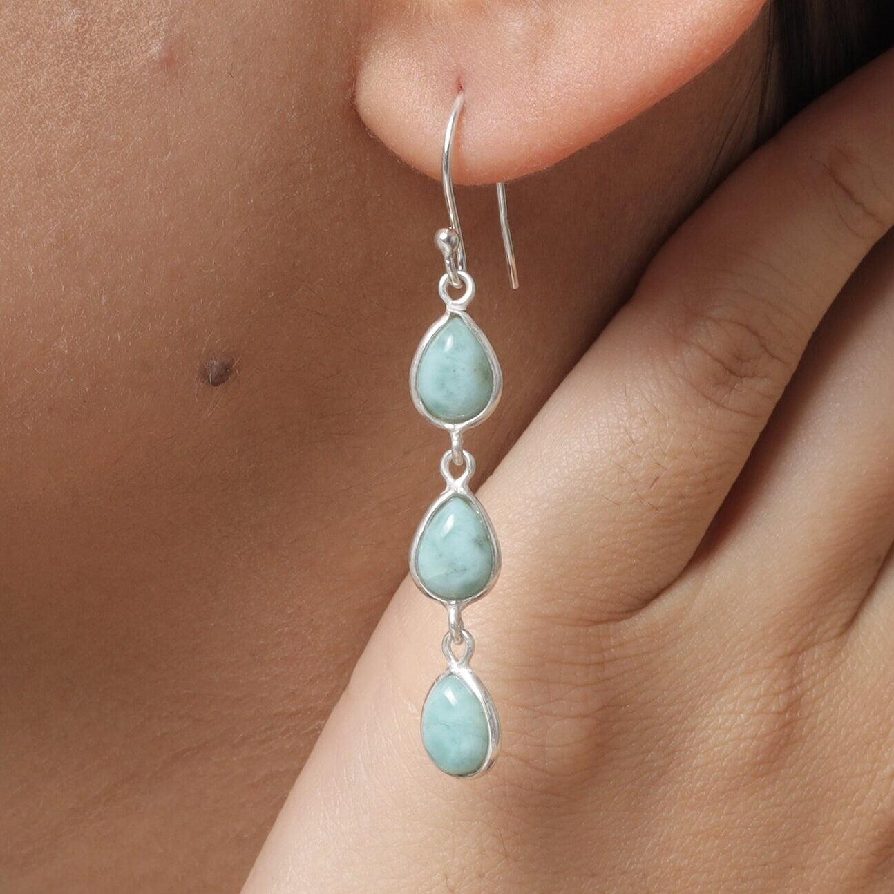 Dominican Larimar Sterling Silver Earrings