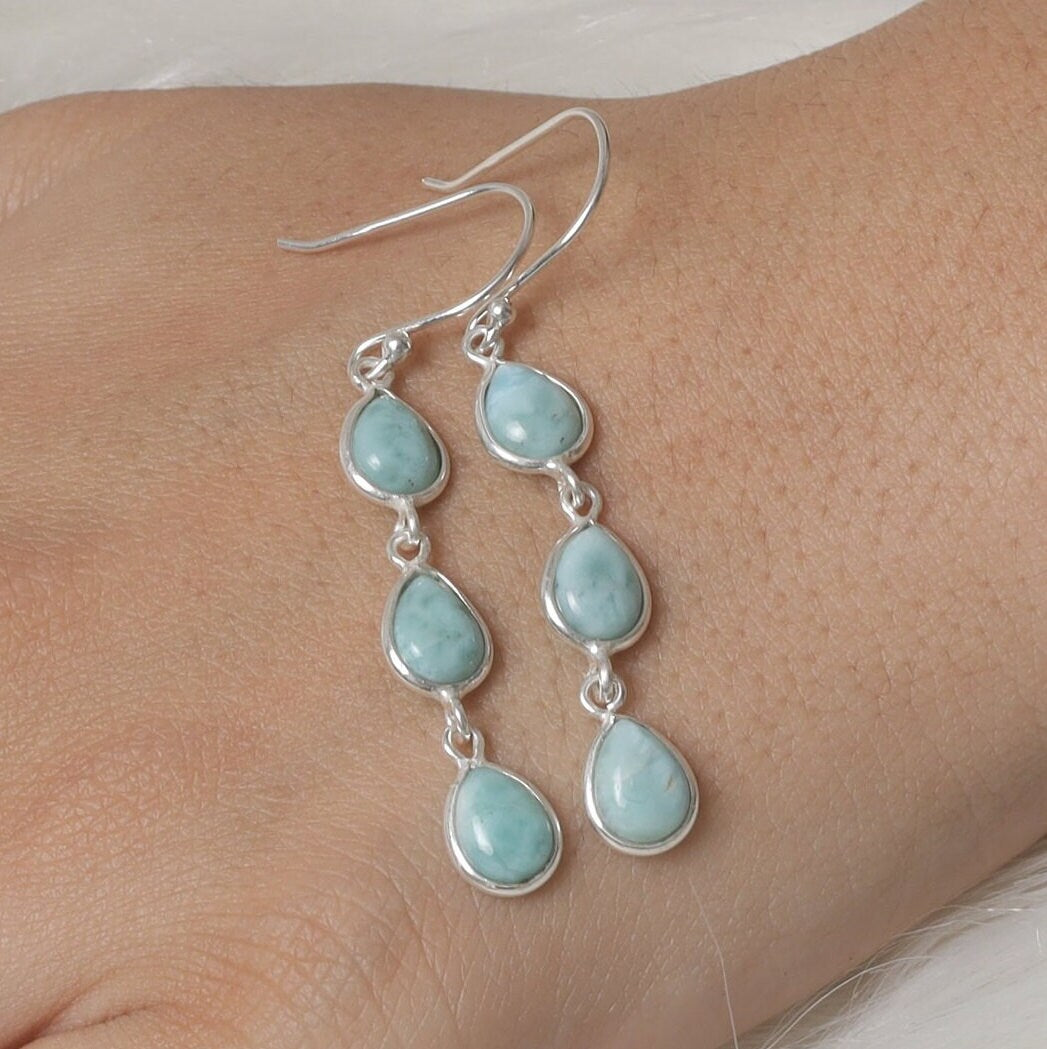 Dominican Larimar Sterling Silver Earrings