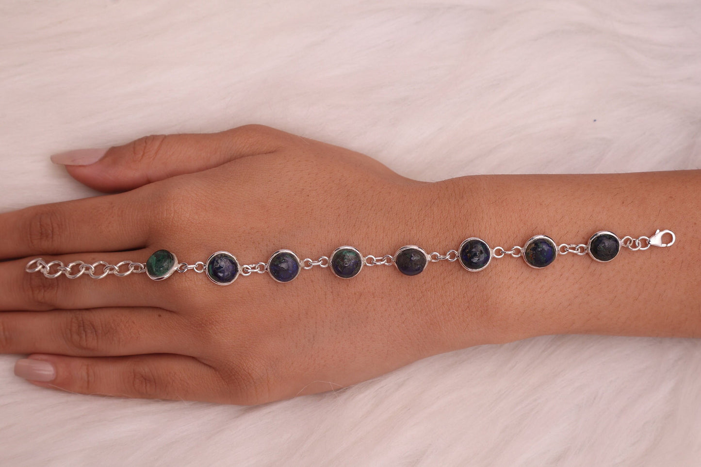 Azurite Malachite Sterling Silver Bracelet