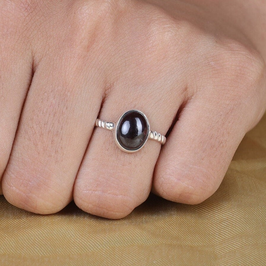 Garnet Sterling Silver Ring