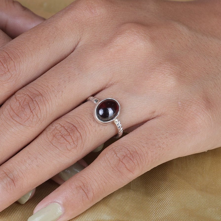 Garnet Sterling Silver Ring