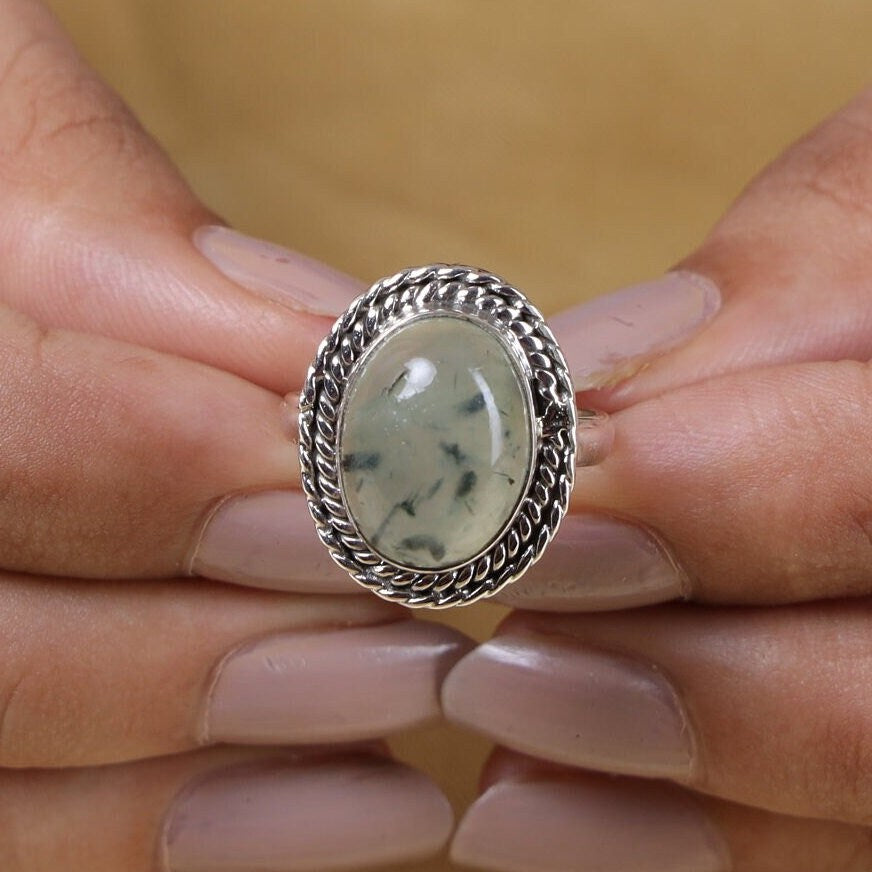 Prehnite Sterling Silver Ring