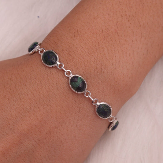 Azurite Malachite Sterling Silver Bracelet