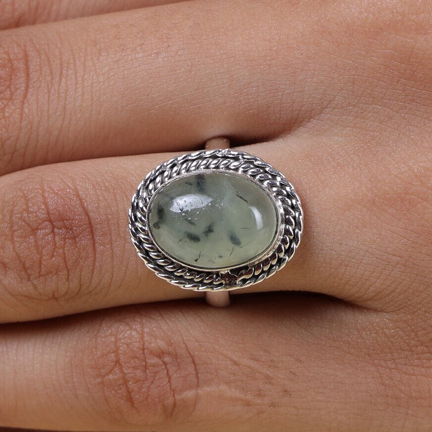 Prehnite Sterling Silver Ring