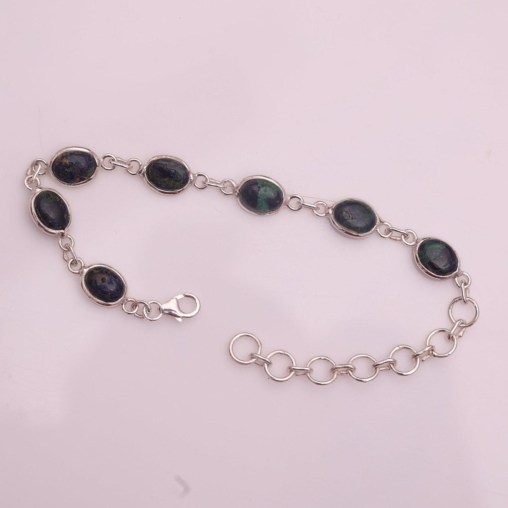 Azurite Malachite Sterling Silver Bracelet