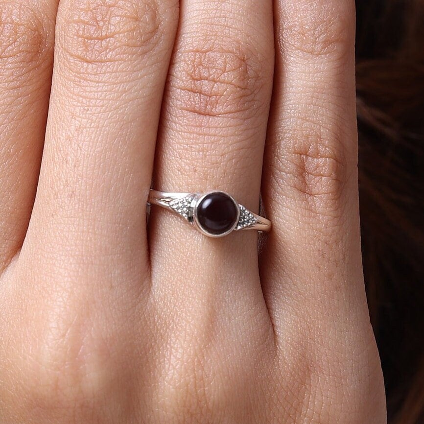 Garnet Sterling Silver Ring