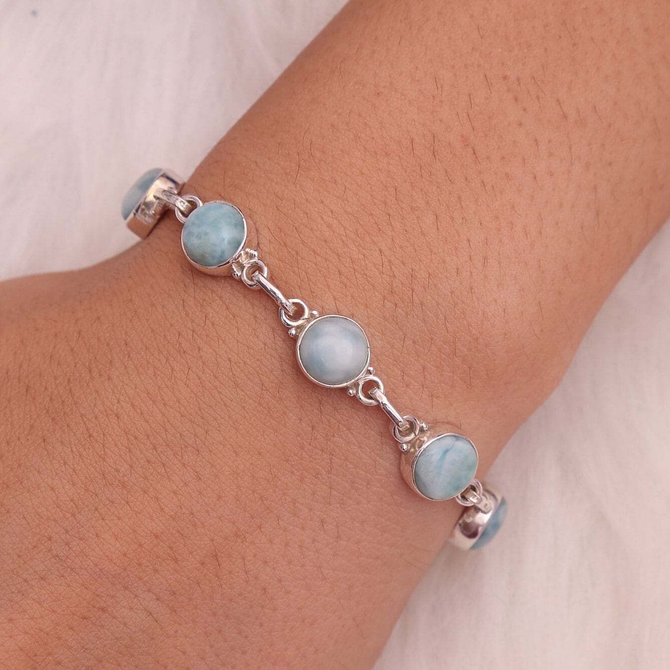 Dominican Larimar Sterling Silver Bracelet