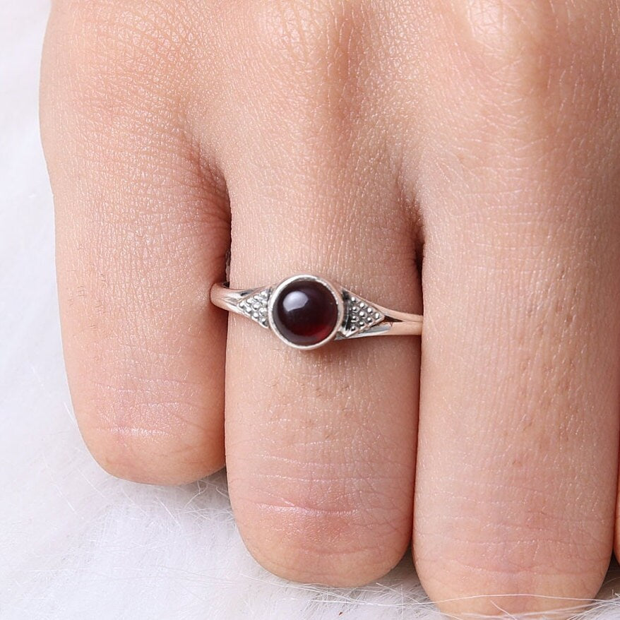 Garnet Sterling Silver Ring