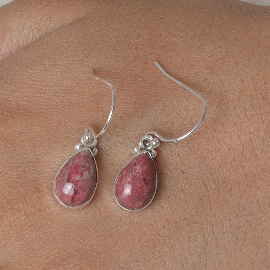 Thulite Sterling Silver Earrings