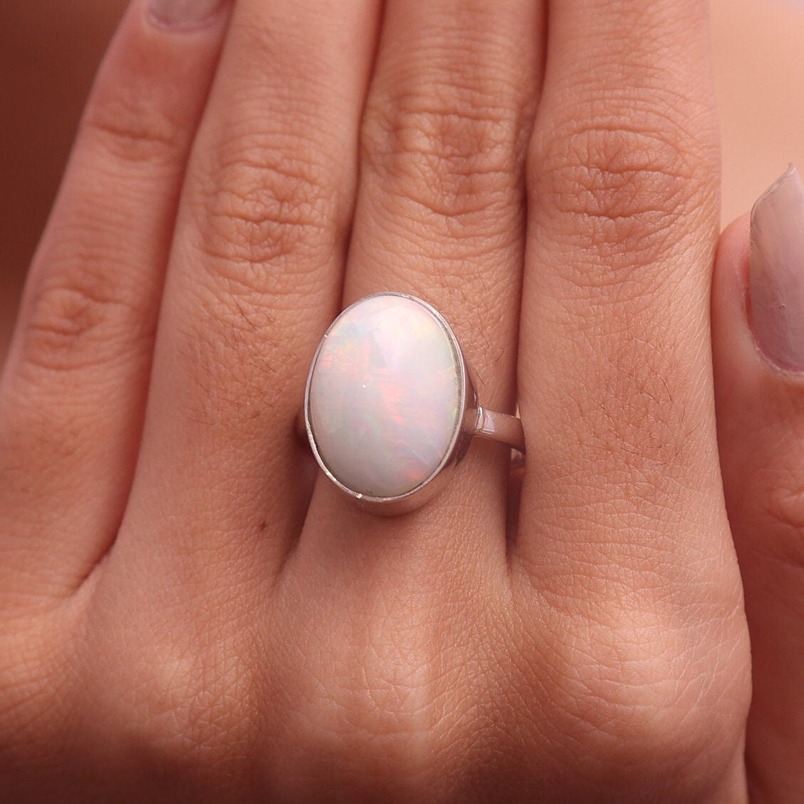 Ethiopian Opal Sterling Silver Ring