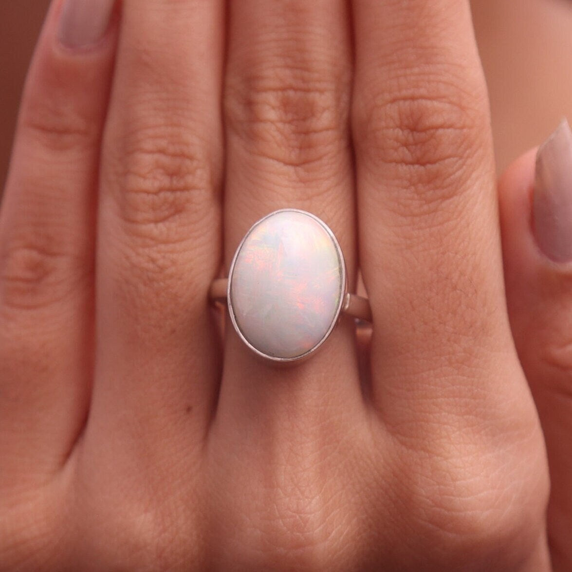 Ethiopian Opal Sterling Silver Ring