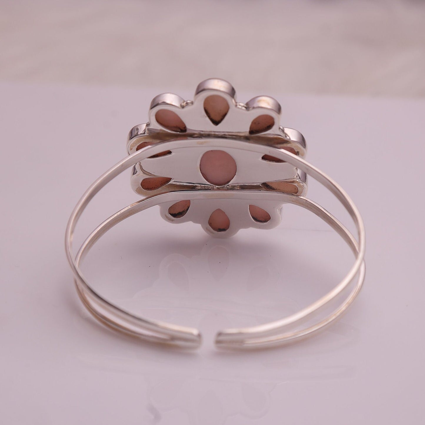 Pink Opal Sterling Silver Bracelet