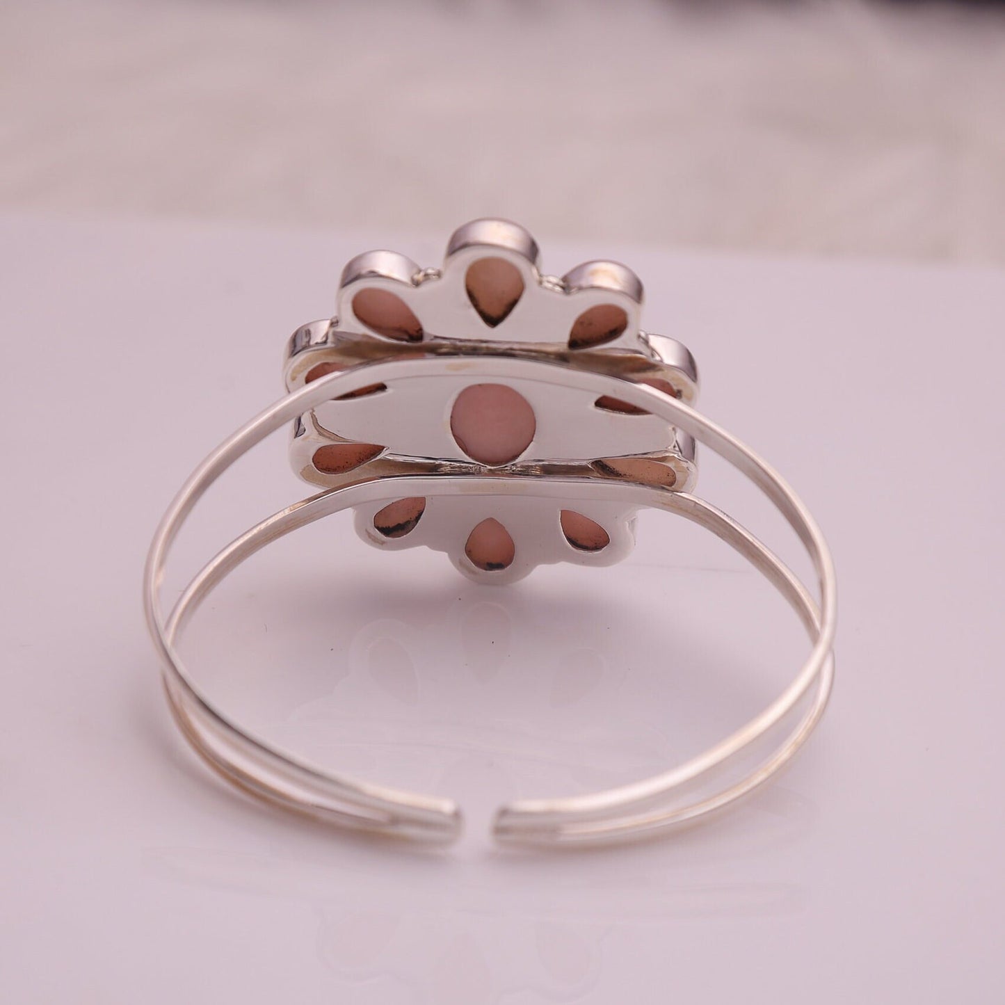 Pink Opal Sterling Silver Bracelet